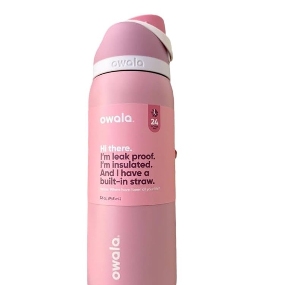 Owala Pink Insulated Water Bottle with Straw